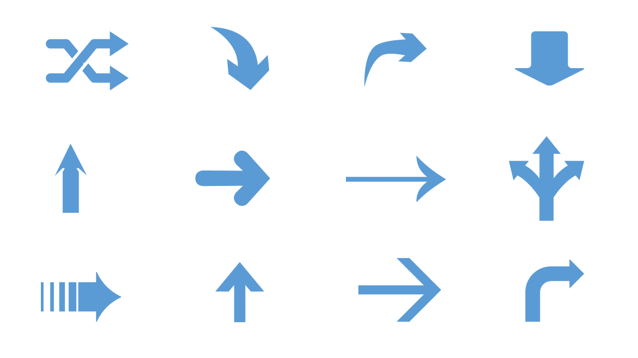 颜色大小可修改PPT箭头素材(六)